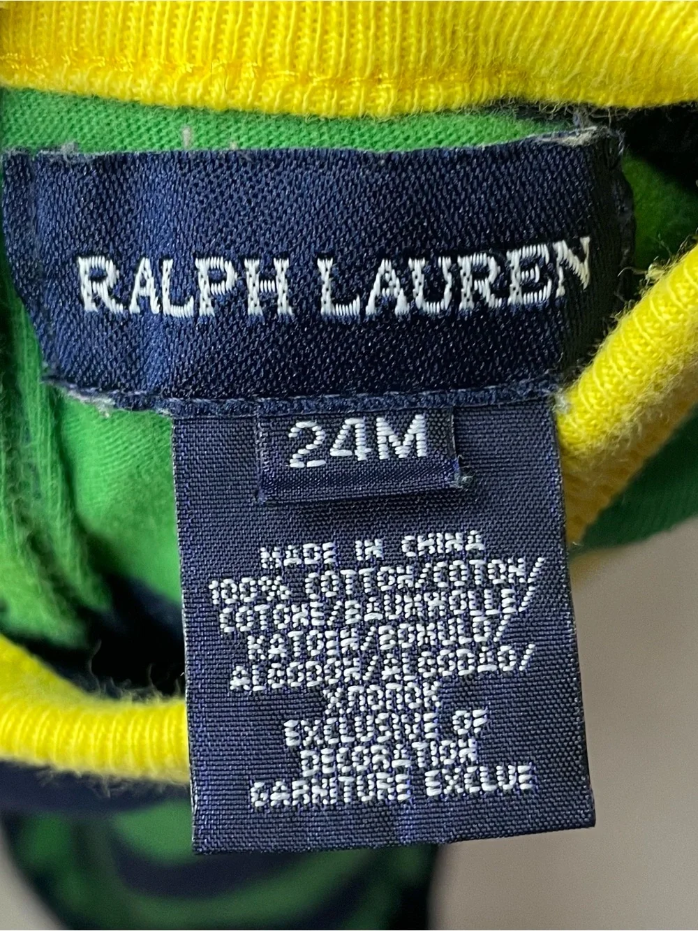 Ralph Lauren Navy, Green & Yellow Striped Crest Rugby Dress 24 months